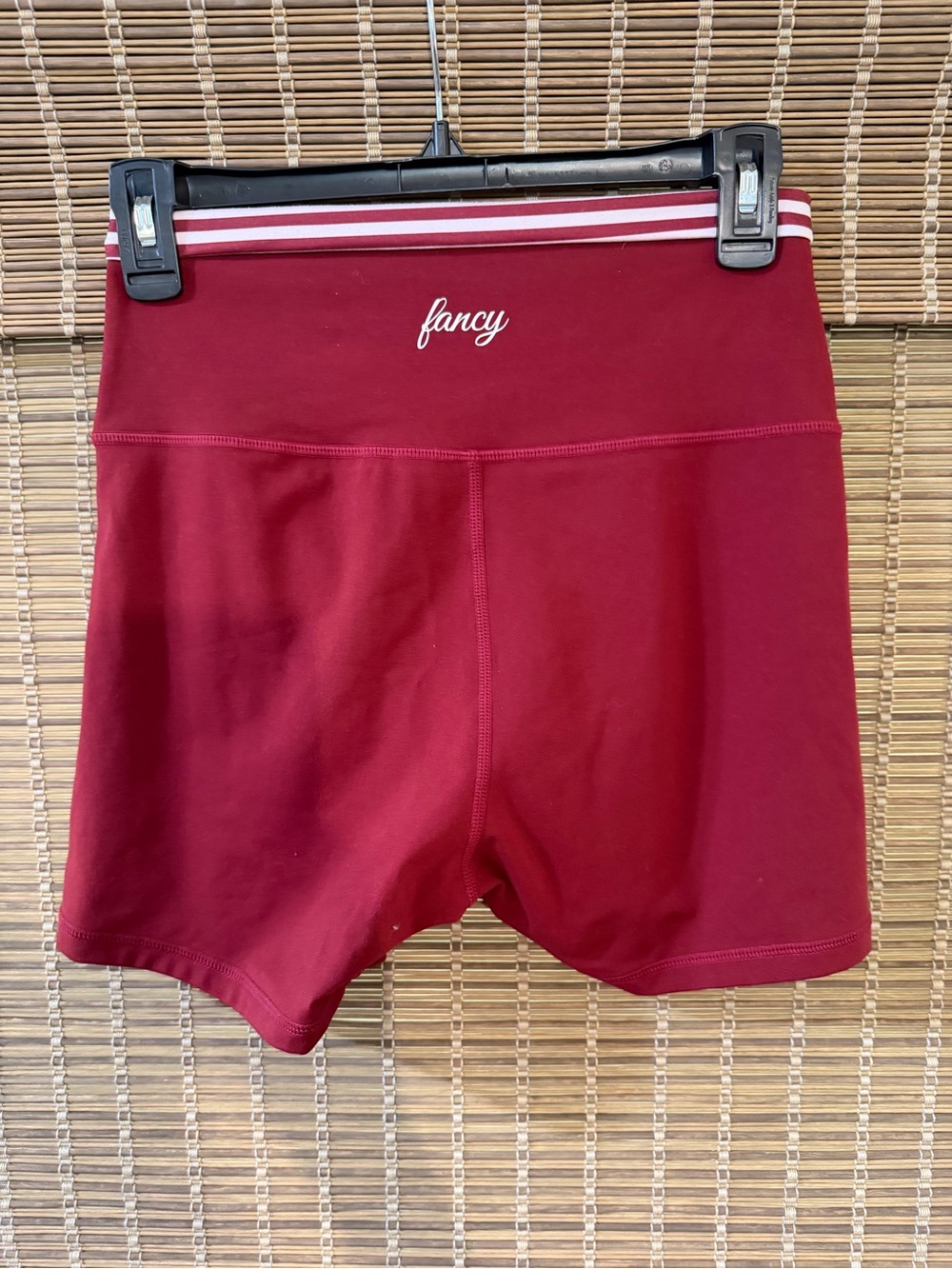 Fancy High-Rise Burgundy Athletic Bike Shorts